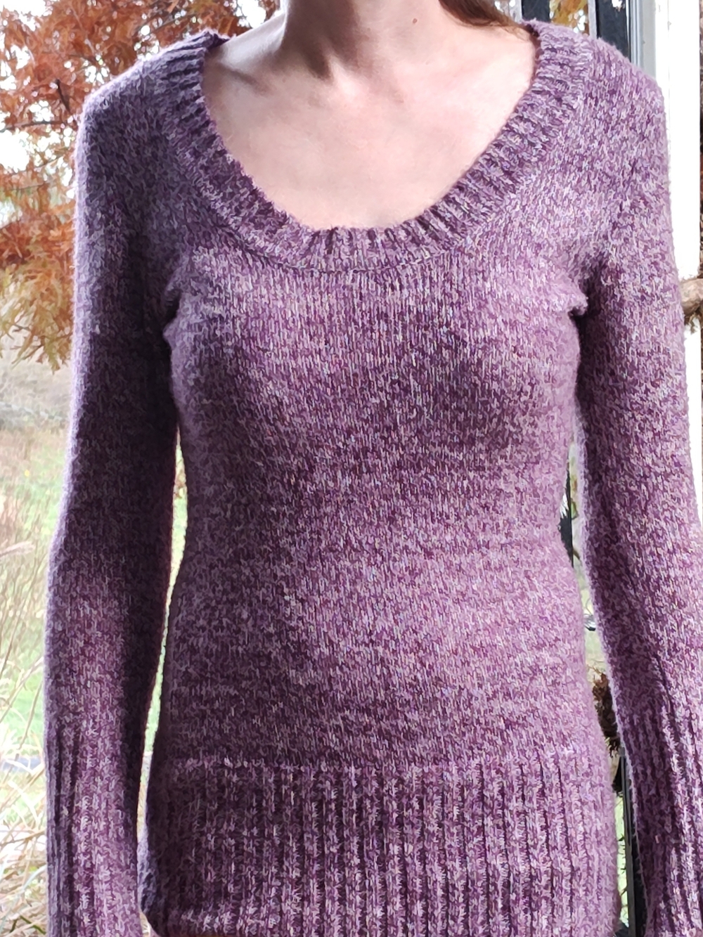 Xhilaration Lilac/Purple Heather Scoop Neck Knit Sweater